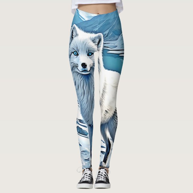 Blaue Foxenscene-Design Leggings (Vorderseite)