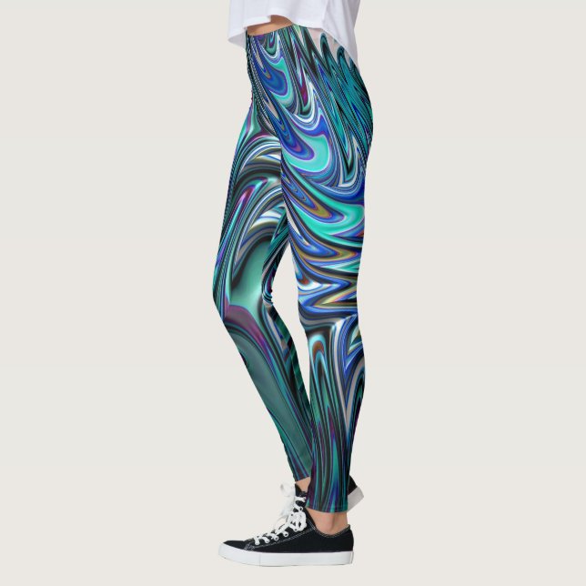 Blaue Fraktal-Strudel-Leggings Leggings (Links)