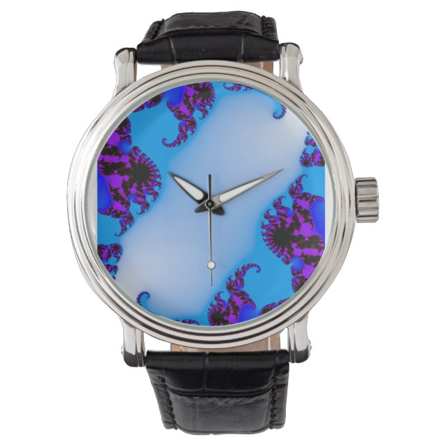 Blaue Fraktale Armbanduhr (Vorderseite)
