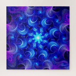 Blaue Fraktale des zunehmenden Mondes Puzzle