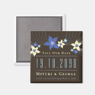 Blaue Frangipani-Strandhochzeit Save The Date Magn Magnet