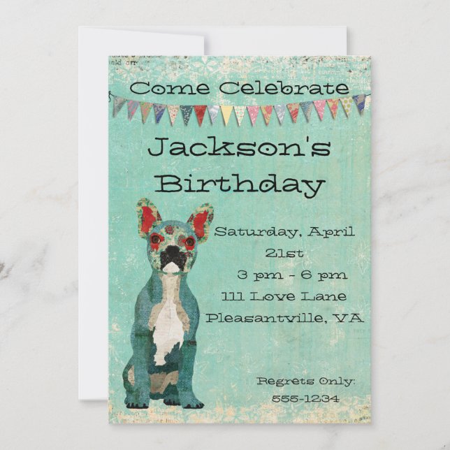 Blaue französische einladung (Vorderseite)