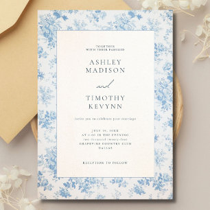 Blaue französische personalisierte Hochzeit Einladung