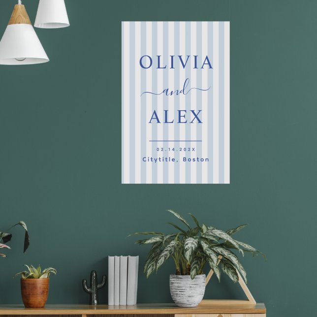 Blaue französische personalisierte Hochzeit Poster (Wohnzimmer 1)