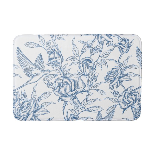 Blaue französische Toile Badematte (Vorderseite)