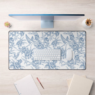 Blaue französische Toile de Jouy Schreibtischunterlage