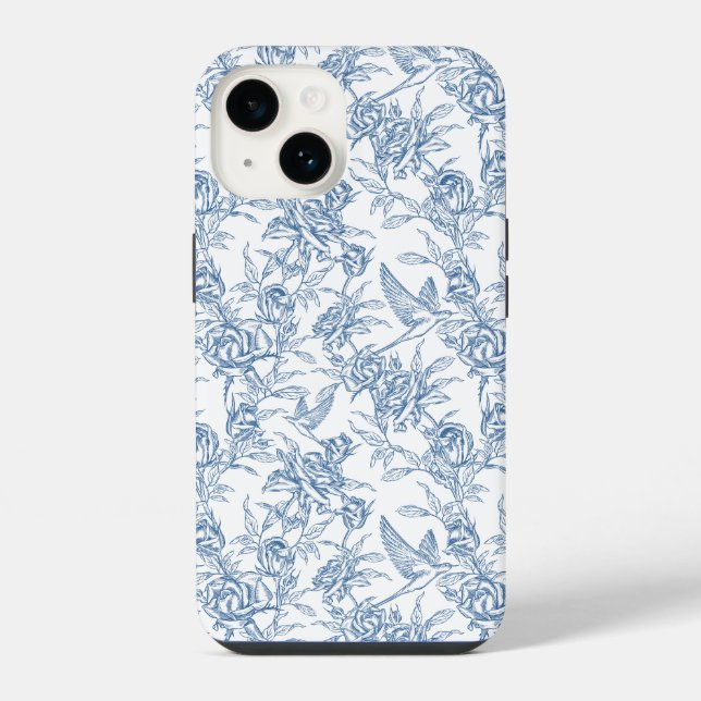 Blaue französische Toile iPhone Hülle (Rückseite)