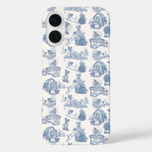 Blaue französische Toile Jack Russell Eleganz iPhone 16 Hülle
