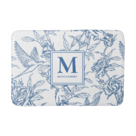 Blaue französische Toile Monogramm Name Badematte