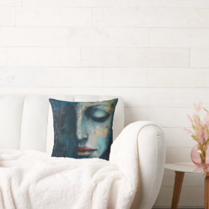 Blaue Frau Abstrakte Kunst Kissen