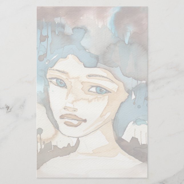 Blaue Frau Briefpapier (Vorderseite)