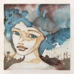 Blaue Frau Glasuntersetzer