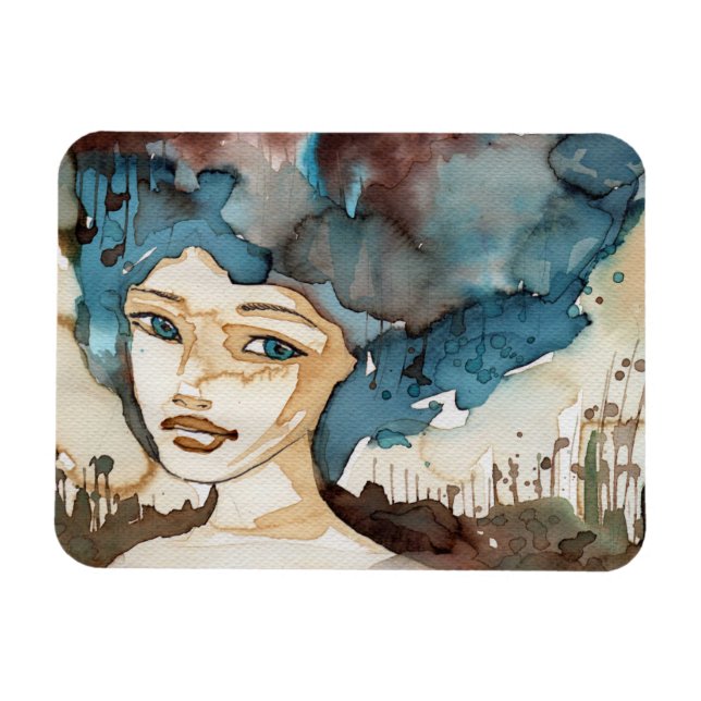 Blaue Frau Magnet (Horizontal)