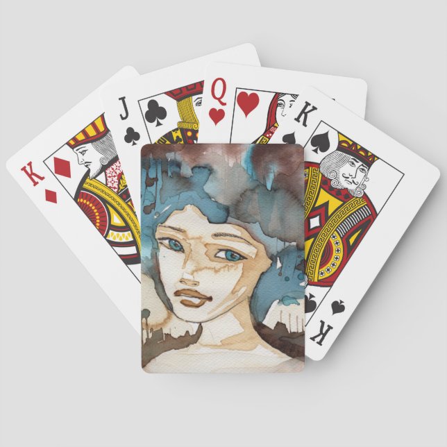 Blaue Frau Spielkarten (Rückseite)