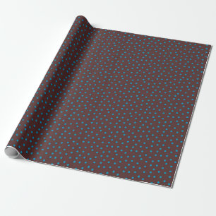 Blaue Freistil-Punkte auf braunem Geschenkpapier