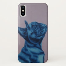 Blaue Frenchie iPhone Abdeckung