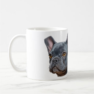 Blaue Frenchie-Porträt-Sticker in malerischer Art Kaffeetasse