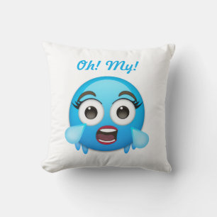 Blaue Freudentränen: Das überwältigte Emoji Kissen
