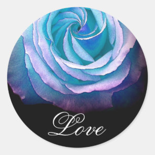 BLAUE Frilly Rose - Hochzeitlicher Umschlag Aufkle Runder Aufkleber