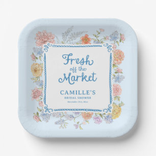 Blaue Frisch vom Markt-Junggesellinnenabschied Pappteller