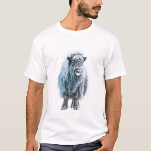 Blaue Frost Ätherische Zottige Moschusochsen Männe T-Shirt