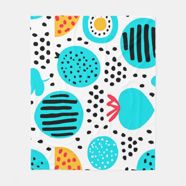 Blaue Fruchtmuster Malerei Kunst. Jetzt kaufen Fleecedecke (Vorderseite)