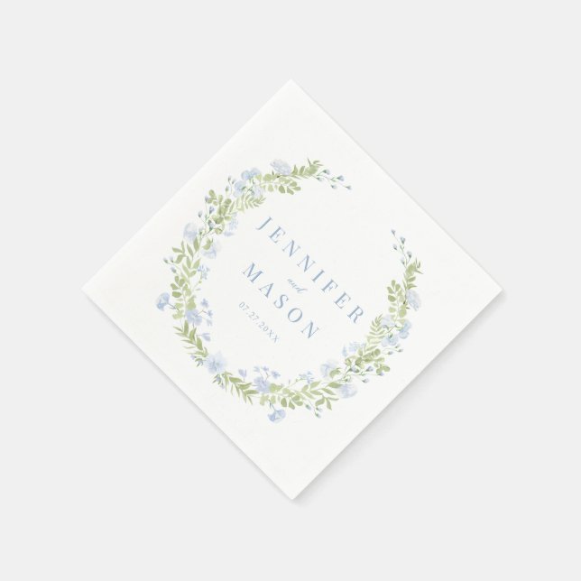 Blaue Frühling Blume rustikale Hochzeit Papa Napki Serviette (Ecke)