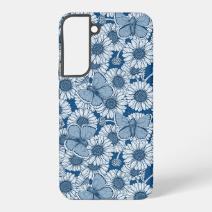 Blaue Frühlings-, Wildblumen, Gänseblümchen Samsung Galaxy Hülle