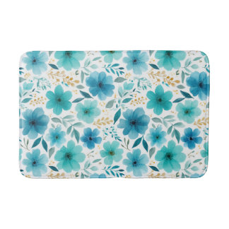 Blaue Frühlingsblumen Elegantes Botanisches Flair Badematte
