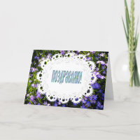 Blaue Frühlingsblumen & Spitze Russische Glückwüns