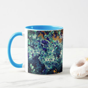 Blaue Frühlingsblüten Florale Kunst Personalisiert Tasse