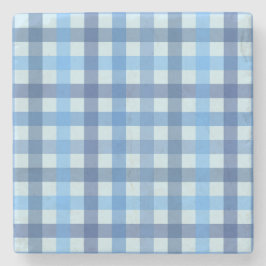 Blaue Fünf-Farben-Gingham-Muster-Steinuntersetzer  Steinuntersetzer