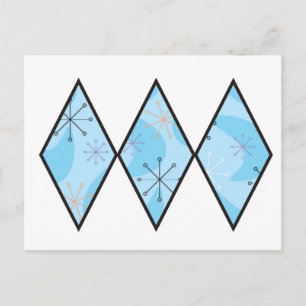 Blaue Fünfziger-Diamanten Postkarte
