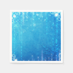 Blaue funkelnde gefrorene Eis-Winter-Brautparty Serviette