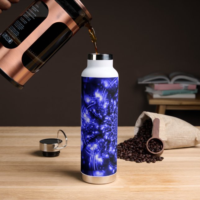 Blaue funkelnde Lichter Trinkflasche (Kaffee (gedreht))
