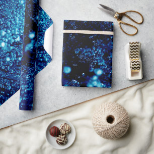 Blaue Funken Abstrakte gefrorene Blasen Geschenkpapier