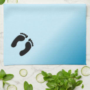 Blaue Fußabdrücke Geschirrtuch