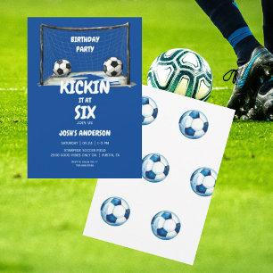 Blaue Fußball-Geburtstagsfeier Kickin it Einladung
