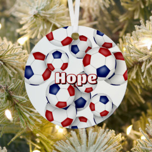Blaue Fußballbällchen Sport Sake Ornament Aus Metall