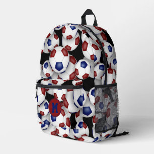 Blaue Fußballbälle mit Monogramm Bedruckter Rucksack