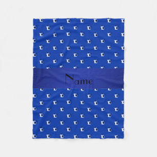 Blaue Fußballbälle mit Personalisiertem Namen Fleecedecke