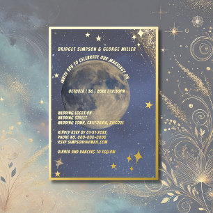 blaue Galaxie Himmelshochzeit Gold Folieneinladung