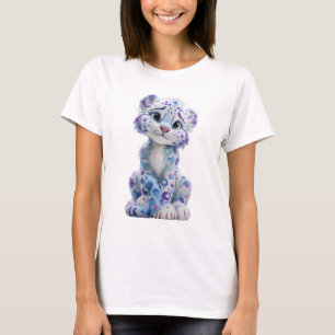 Blaue Galaxie Schneeleopard-Würfel Frauen T-Shirt