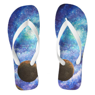 Blaue Galaxie und Planeten Flip Flops