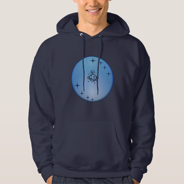 Blaue Galaxy-Astronauten-Hoodie – Moderne Raumgraf Hoodie (Vorderseite)