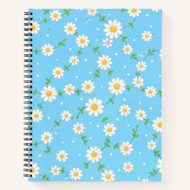 Blaue Gänseblümchen-Blumen-Notizbuch Notizbuch (Vorderseite)
