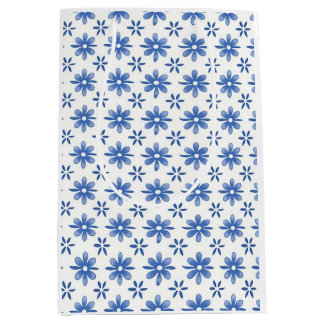 Blaue Gänseblümchen-Blumengarten-Geschenktasche Mittlere Geschenktüte
