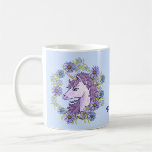 Blaue Gänseblümchen Einhorn Kaffeetasse