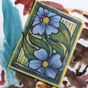 Blaue Gänseblümchen Postkarte