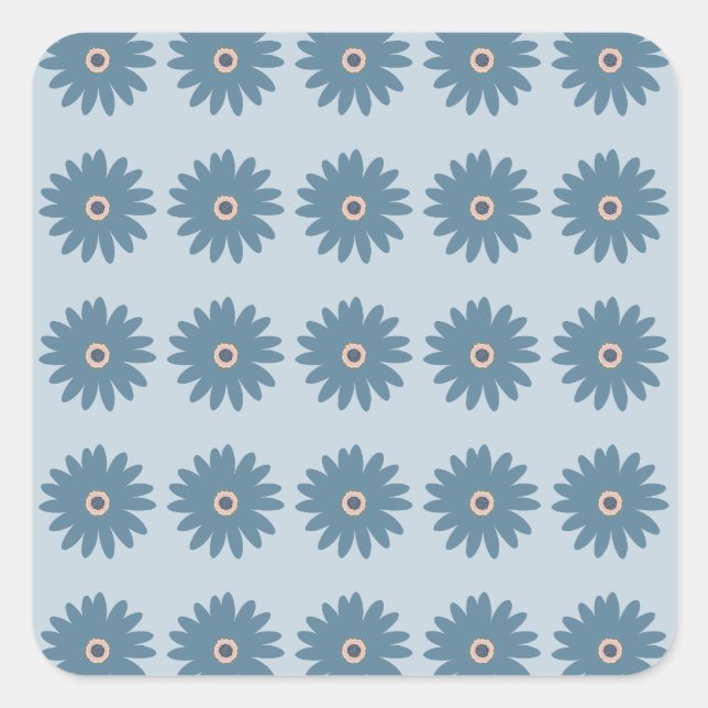 Blaue Gänseblume Quadratischer Aufkleber (Vorderseite)